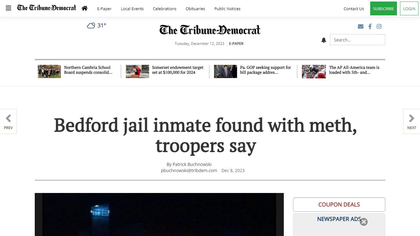 Bedford jail inmate found with meth, troopers say | Local News ...